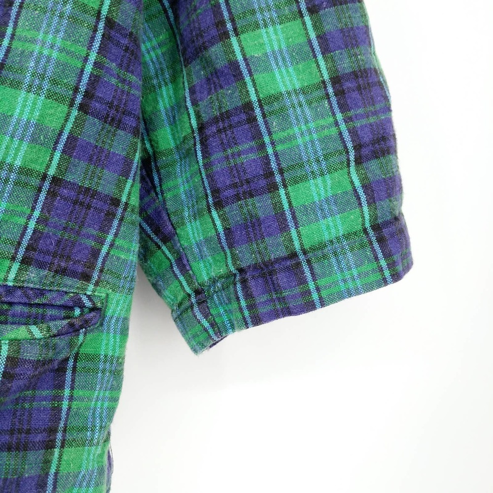 Vintage Justin Allen Plaid Crop Blazer Jacket Retro Boho Indie Blue Green 15/16 - Picture 6 of 8